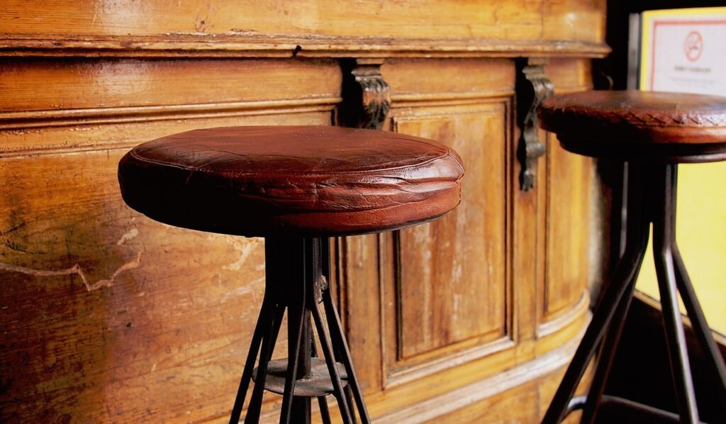 wood, brown, old, bar, stool, stool, stool, stool, stool, stool